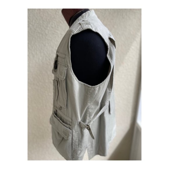 Lands End Men's Utility Vest Active Safari Field Fishing Travel Sz L Tan Khaki - Picture 7 of 12